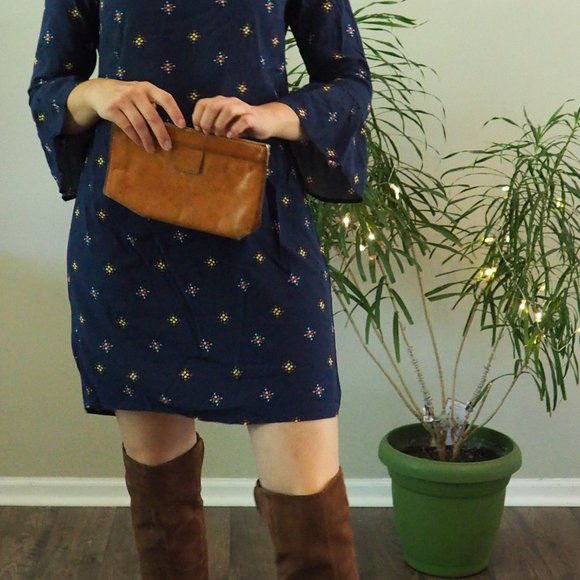 Vintage Leather Clutch Tan Small Purse Evening - Picture 8 of 16